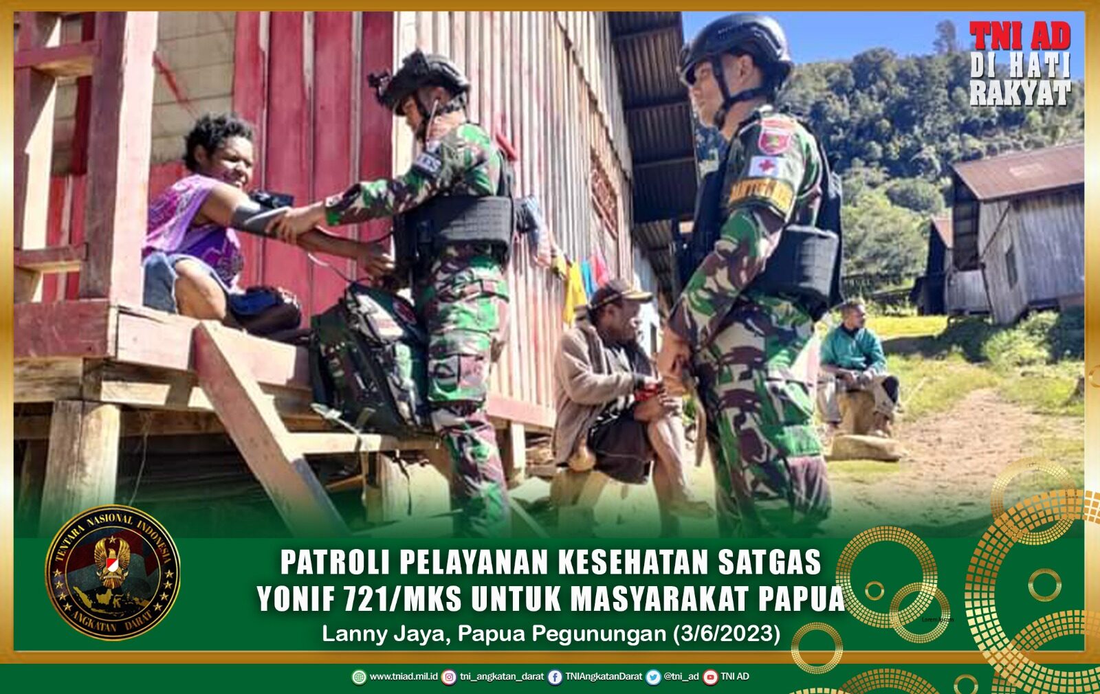 Patroli Pelayanan Kesehatan dari Satgas Yonif 721/Mks Untuk Masyarakat Papua