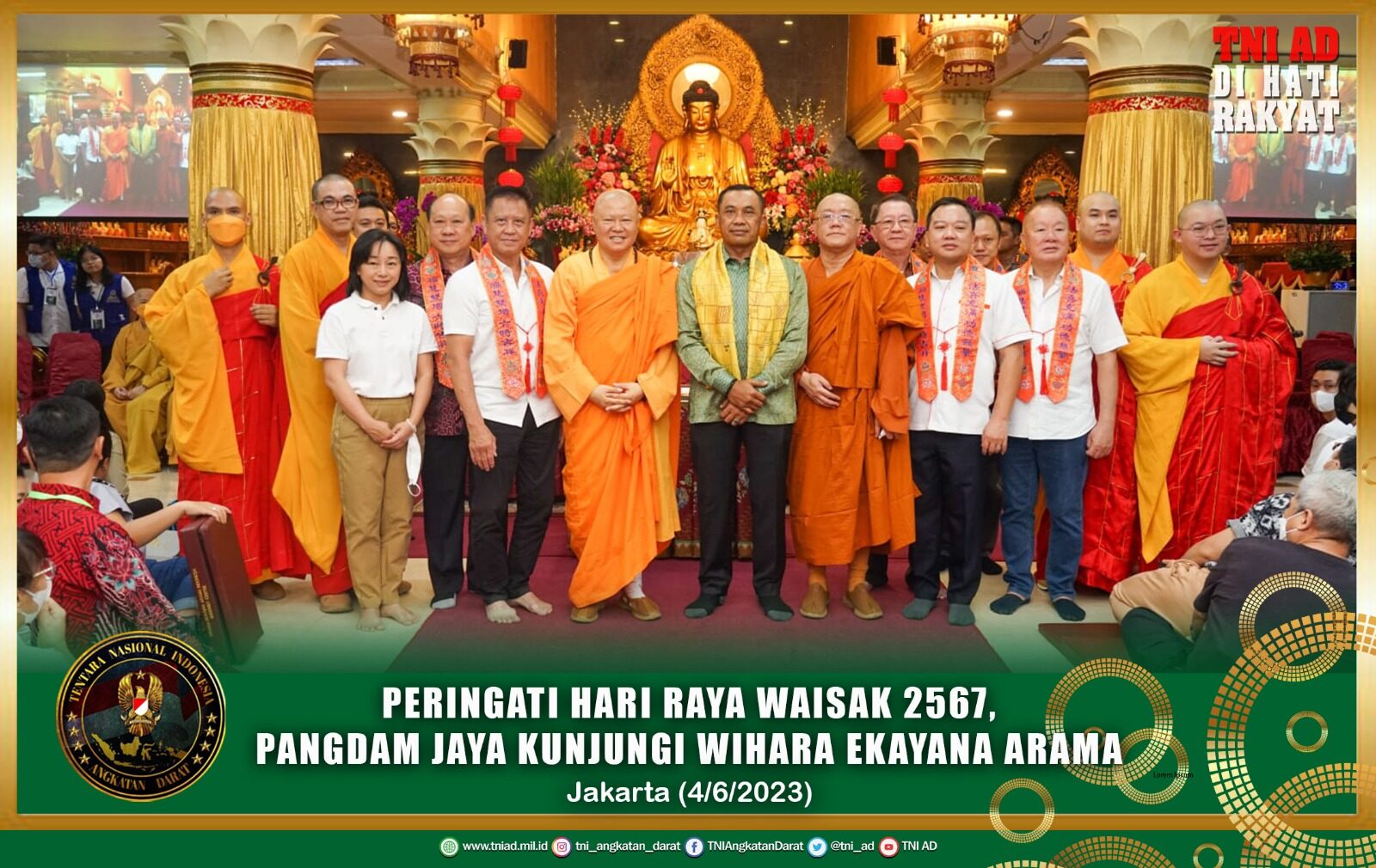 Peringati Hari Raya Waisak 2567, Pangdam Jaya Kunjungi Wihara Ekayana Arama