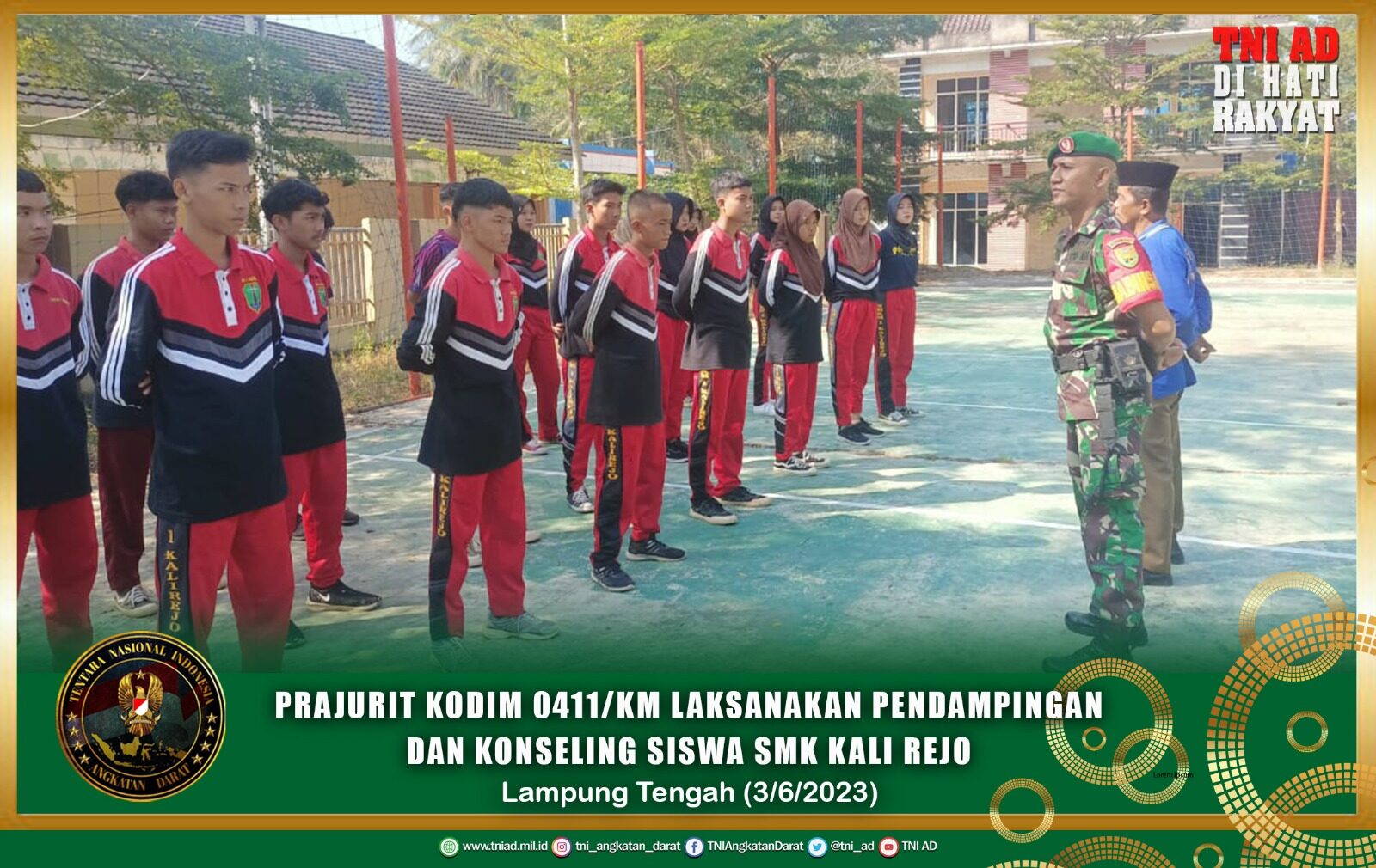 Prajurit Kodim 0411/KM Laksanakan Pendampingan dan Konseling Siswa SMK Kali Rejo