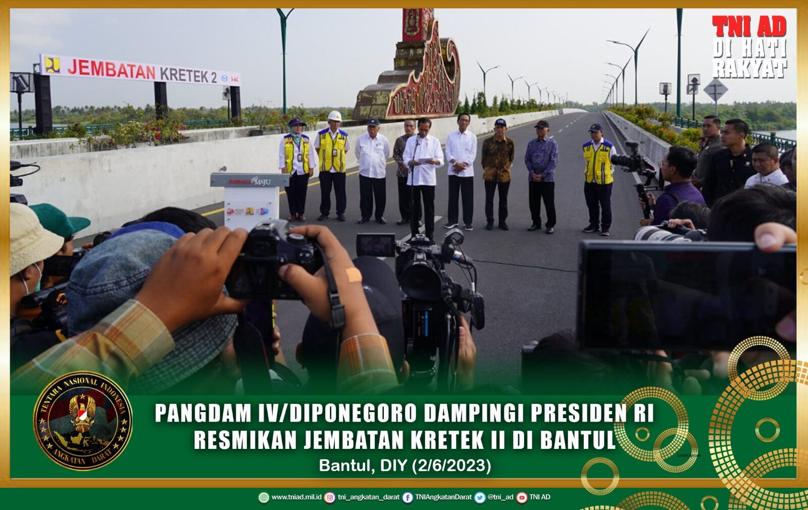 Pangdam IV/Diponegoro Dampingi Presiden RI Resmikan Jembatan Kretek II Di Bantul
