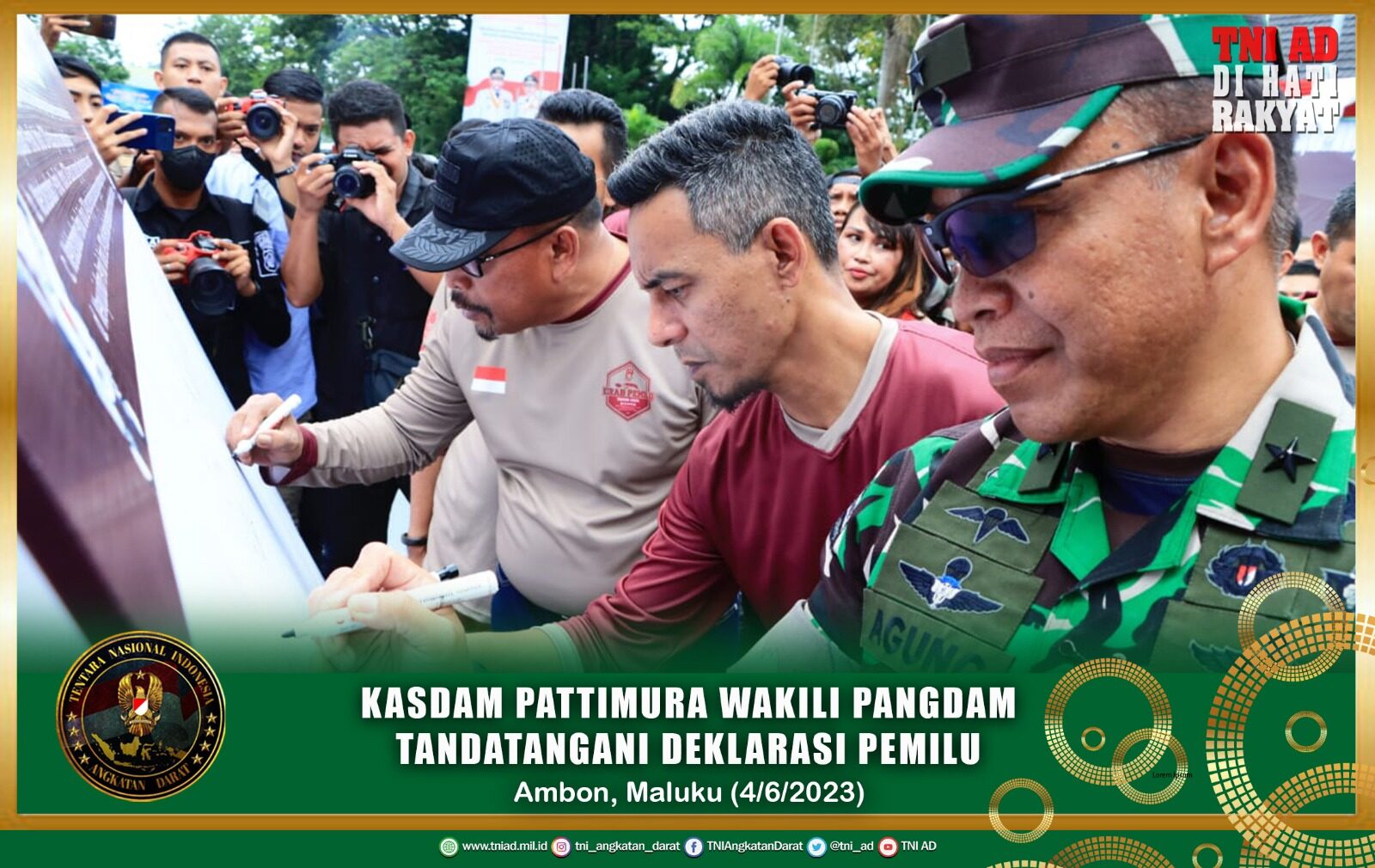 Kasdam Pattimura Wakili Pangdam Tandatangani Deklarasi Pemilu