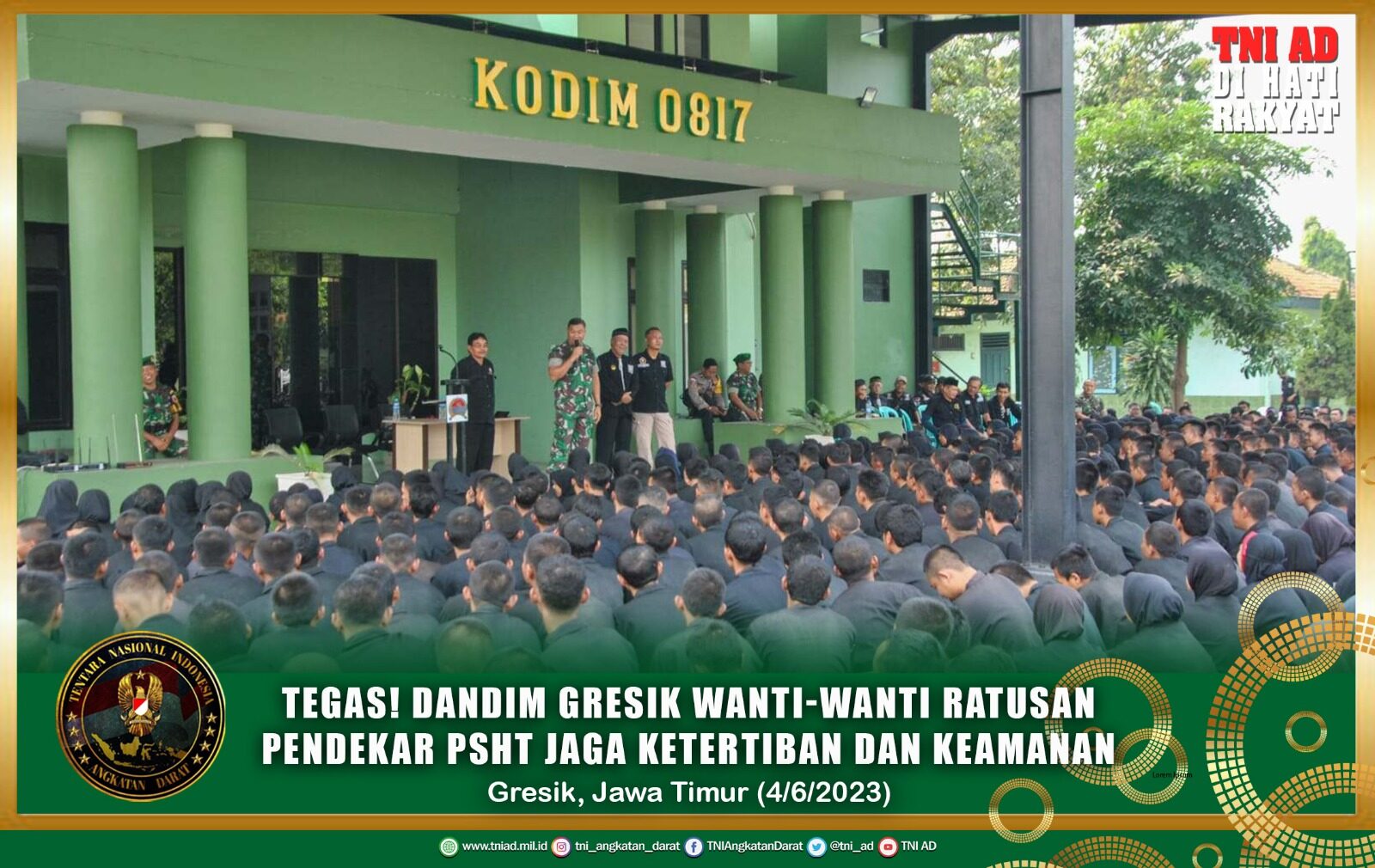 Tegas! Dandim Gresik Wanti-wanti Ratusan Pendekar PSHT Jaga Ketertiban dan Keamanan di Tengah Lingkungan Masyarakat