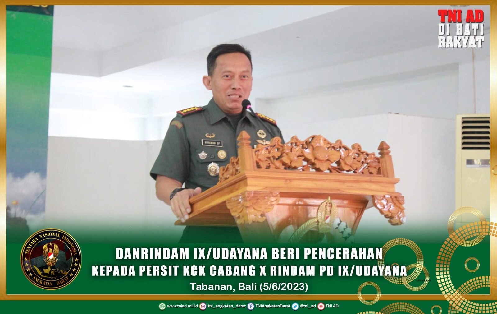 Danrindam IX/Udayana Beri Pencerahan Kepada Persit KCK Cabang X Rindam PD IX/Udayana