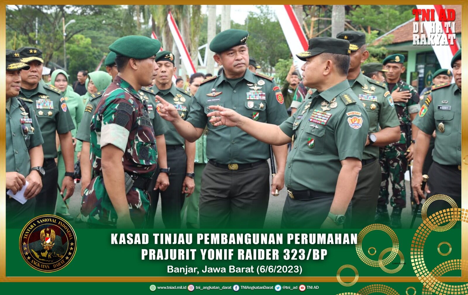 Kasad Tinjau Pembangunan Perumahan Prajurit Yonif Raider 323/BP