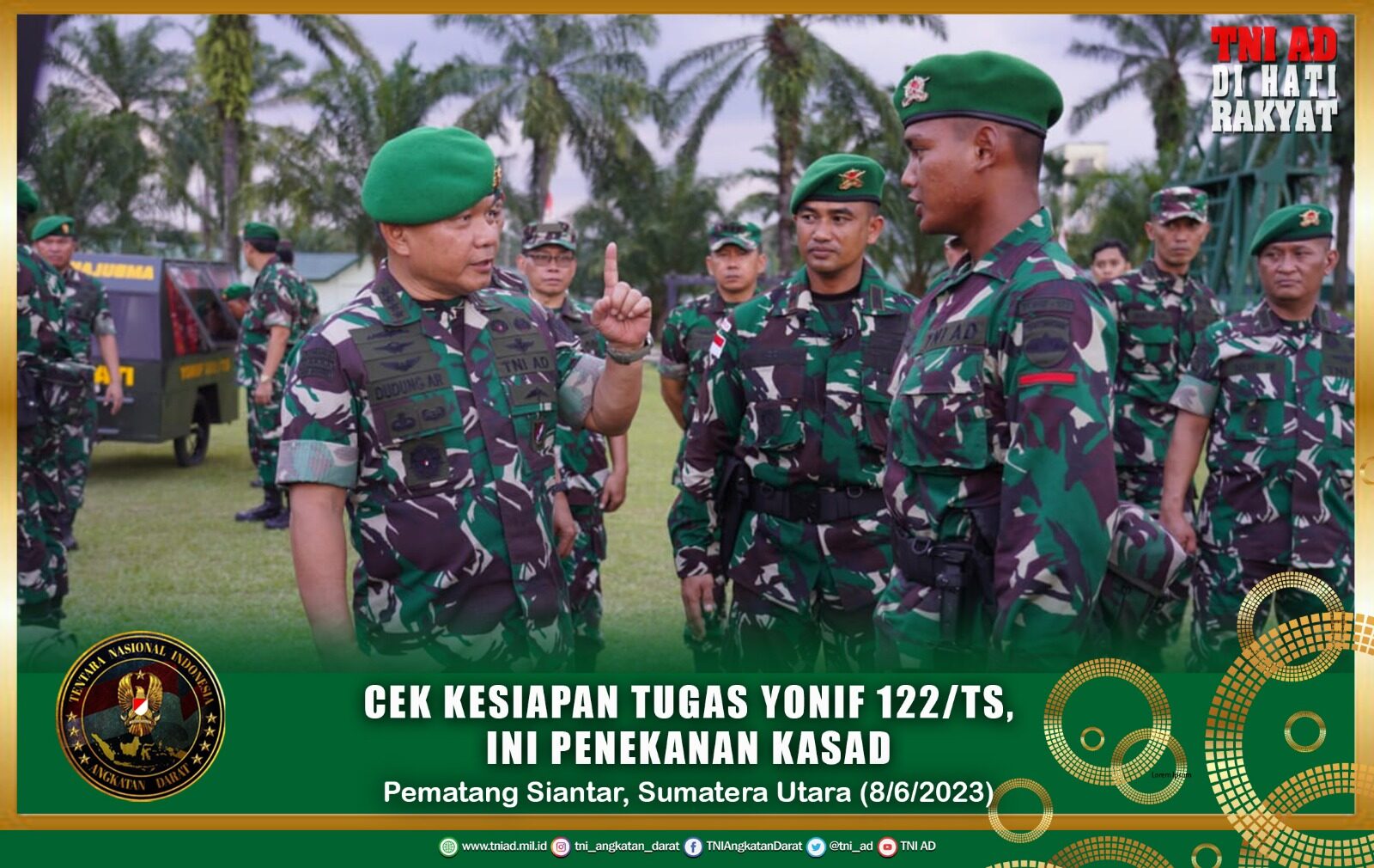 Cek Kesiapan Tugas Yonif 122/TS, Ini Penekanan Kasad