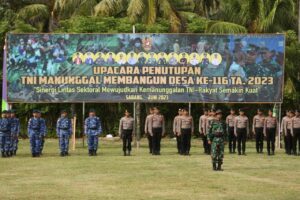 Kasdam IM Pimpin Upacara Penutupan TNI Manunggal Membangun Desa (TMMD) Ke-116 Tahun 2023