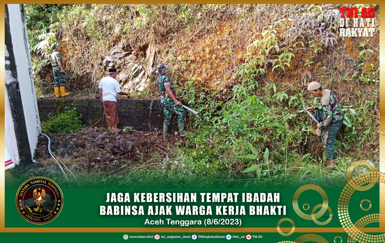 Jaga Kebersihan Tempat Ibadah Babinsa Ajak Warga Kerja Bhakti