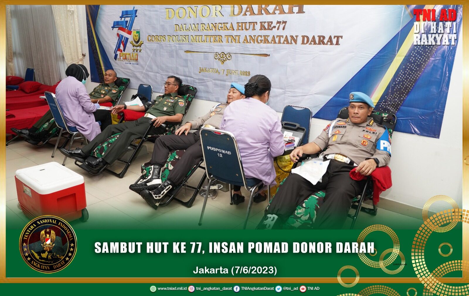 Sambut HUT ke 77, Insan Pomad Donor Darah