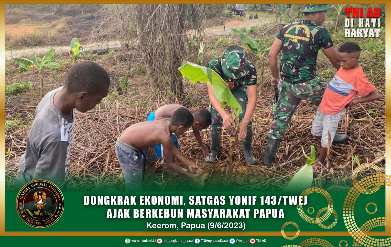 Dongkrak Ekonomi, Satgas Yonif 143/TWEJ Ajak Berkebun Masyarakat Papua