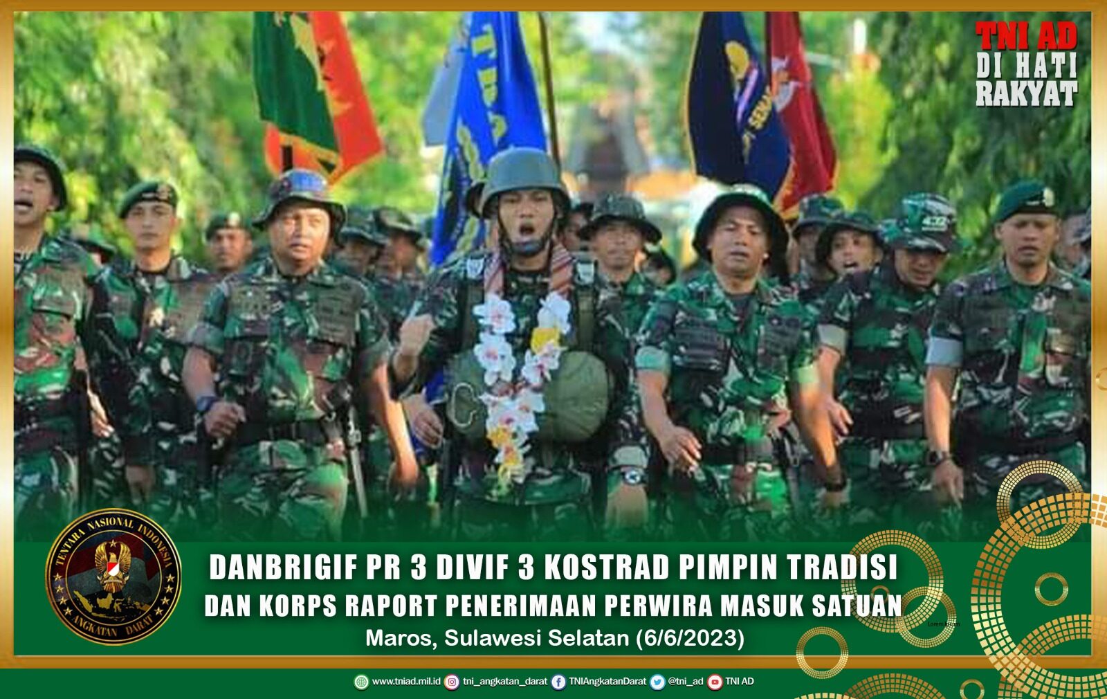 Danbrigif PR 3 Divif 3 Kostrad Pimpin Tradisi dan Korp Raport Penerimaan Perwira Masuk Satuan