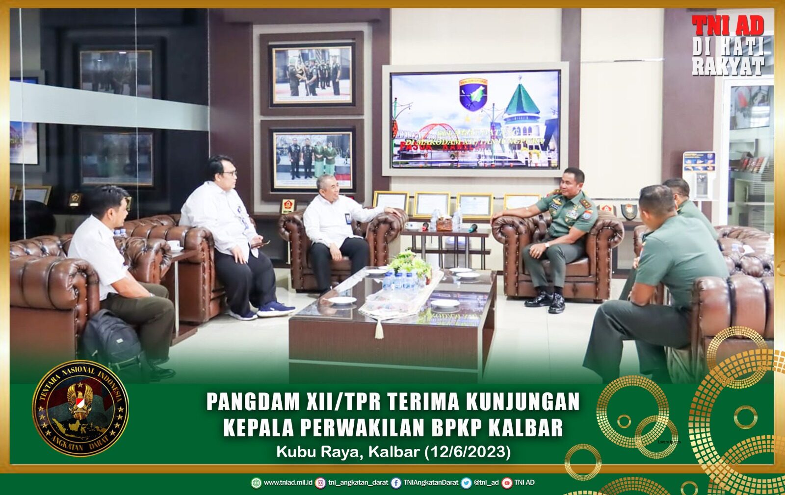 Pangdam XII/Tpr Terima Kunjungan Kepala Perwakilan BPKP Kalbar