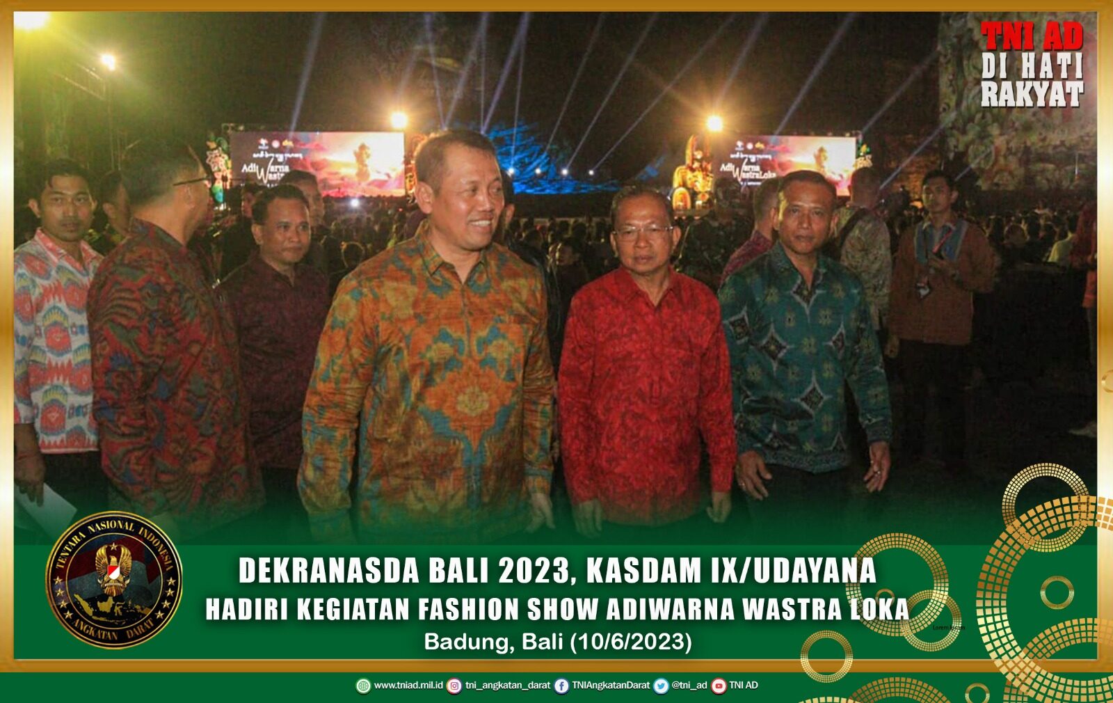 Dekranasda Bali 2023, Kasdam IX/Udayana Hadiri Kegiatan Fashion Show Adiwarna Wastra Loka