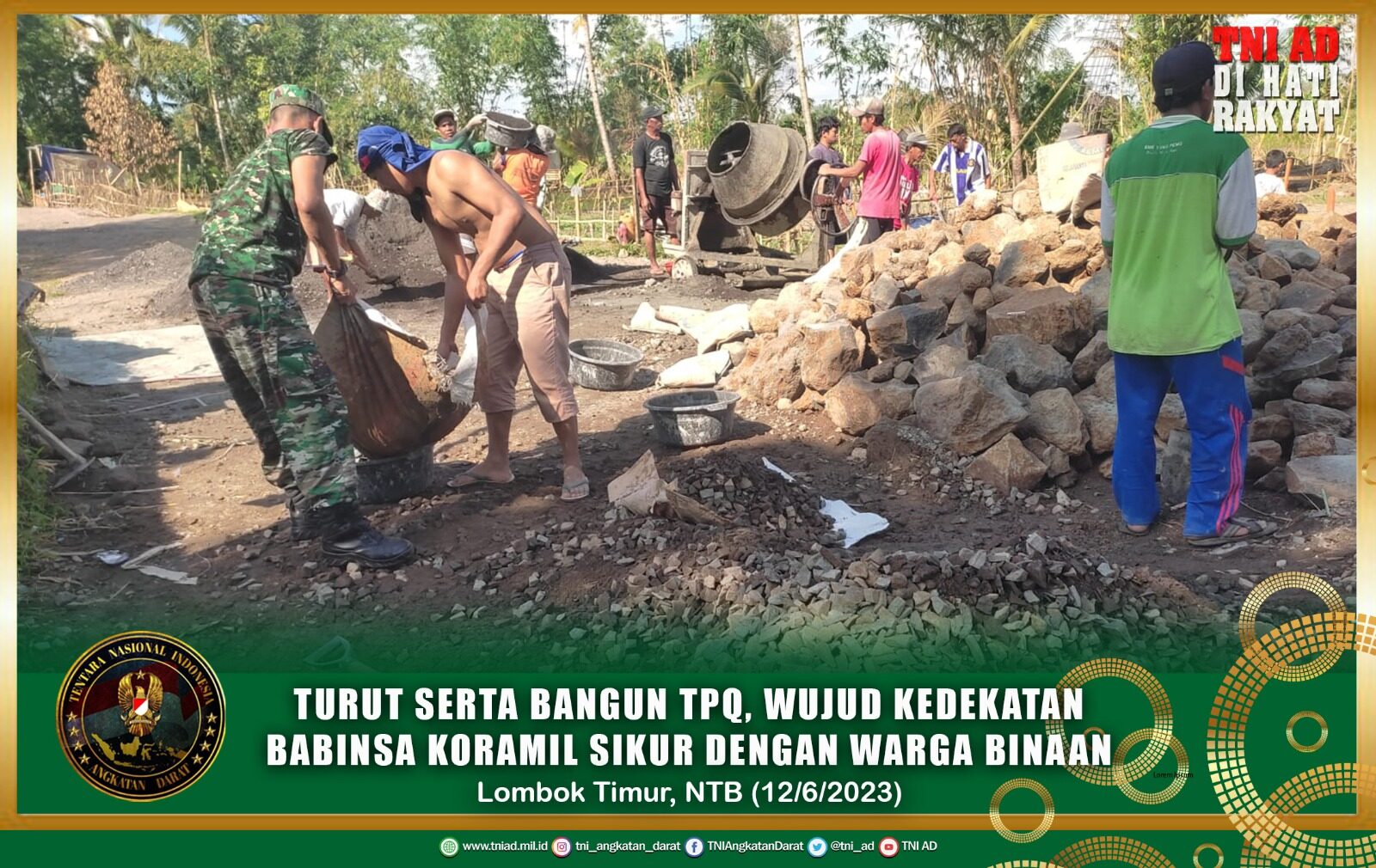 Turut Serta Bangun TPQ, Wujud Kedekatan Babinsa Koramil Sikur Dengan Warga Binaan