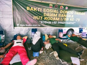 Kodim 0307/TD Lakukan Bakti Sosial Donor Darah Dalam Rangka HUT Kodam I/BB ke- 73