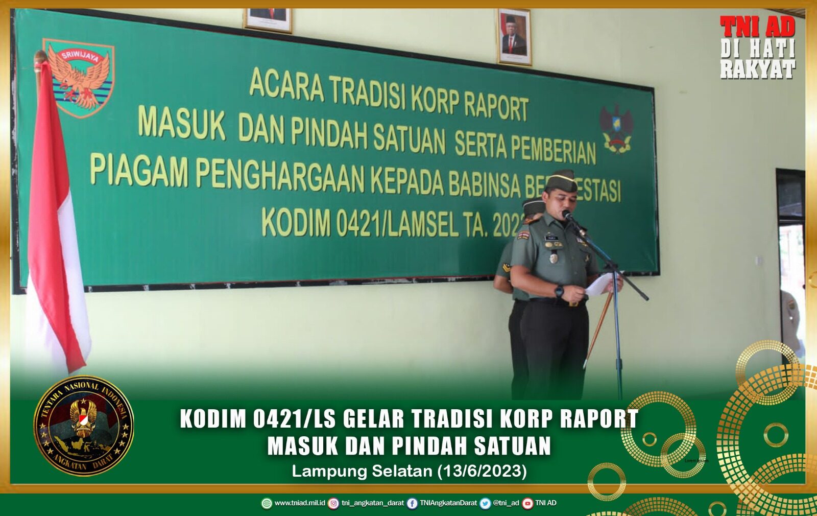 Kodim 0421/Ls Gelar Tradisi Korp Raport Masuk dan Pindah Satuan
