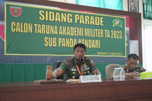 Danrem 143/HO Pimpin Sidang Parade 26 Pemuda Terbaik Sultra Ikuti Seleksi Catar Akmil Sub Panda Kendari