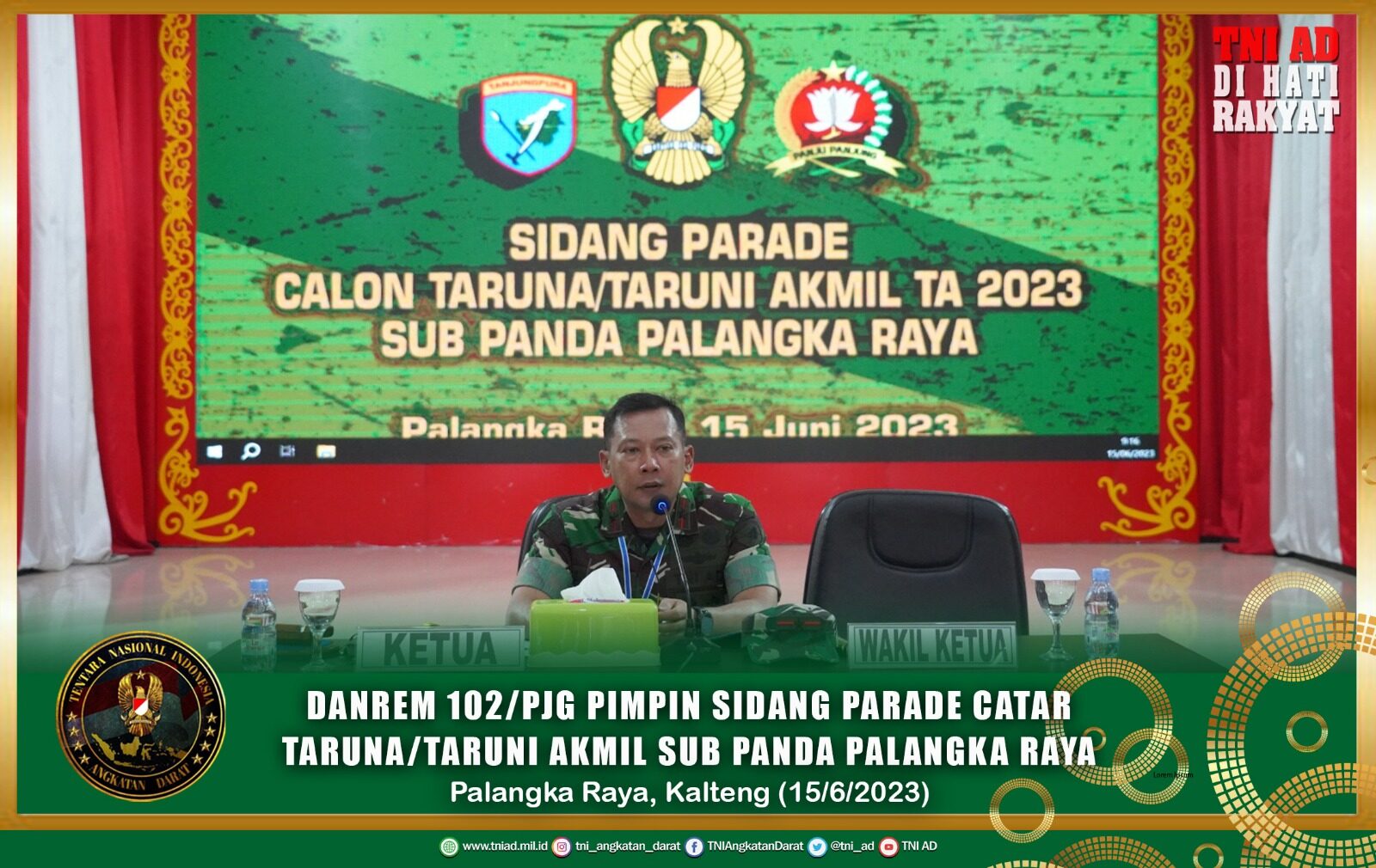 Danrem 102/Pjg Pimpin Sidang Parade Catar Taruna/Taruni Akmil Sub Panda Palangka Raya