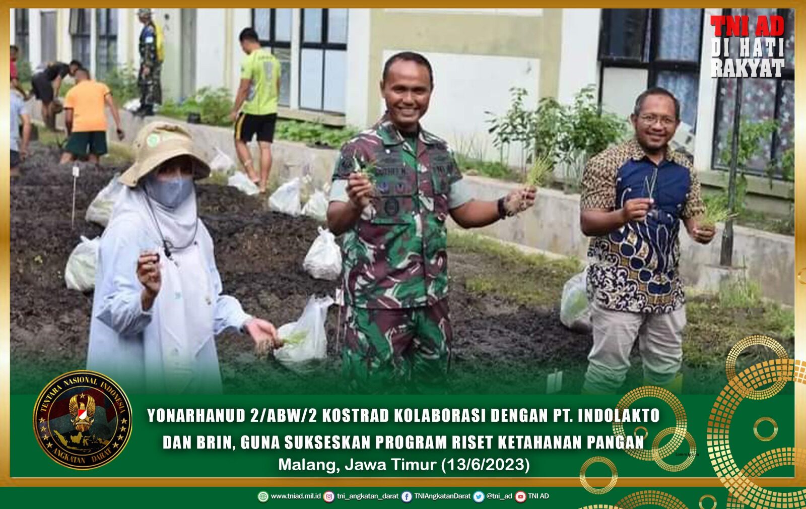 Yonarhanud 2/ABW/2 Kostrad Kolaborasi dengan PT. Indolakto dan Brin, Guna Sukseskan Program Riset Ketahanan Pangan