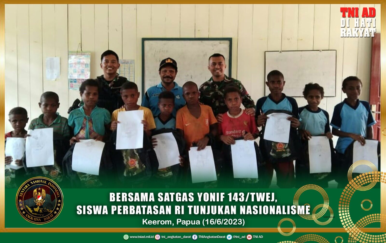 Bersama Satgas Yonif 143/TWEJ, Siswa Perbatasan RI Tunjukan Nasionalisme