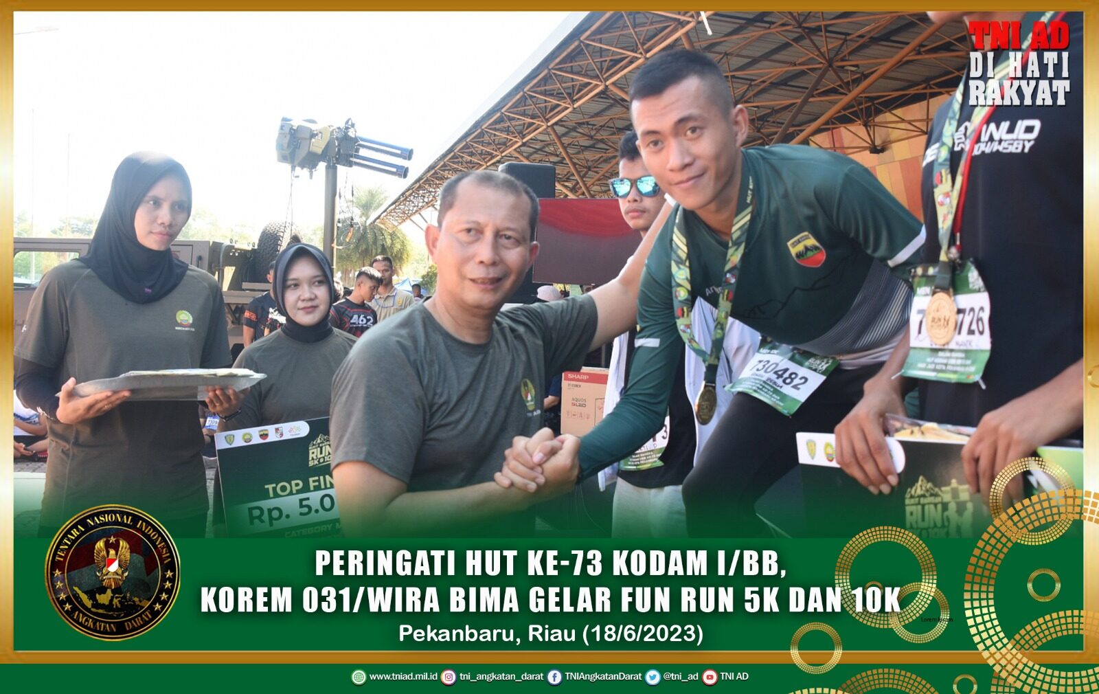 Peringati HUT Ke-73 Kodam I/BB, Korem 031/Wira Bima Gelar Fun Run 5K dan 10K.