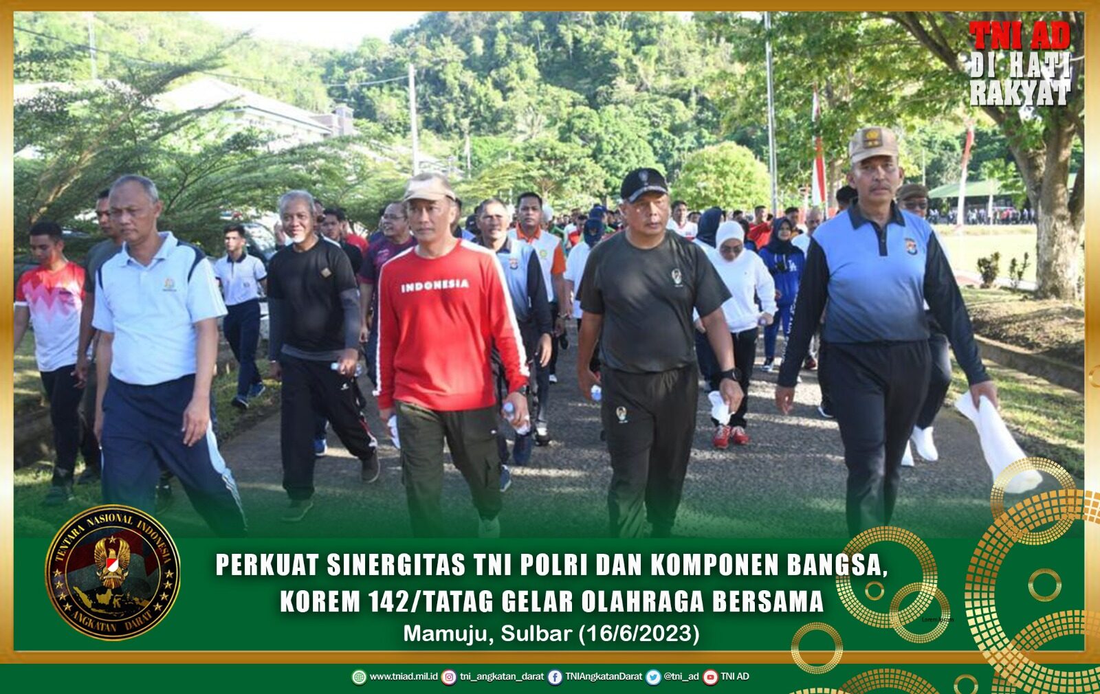 Perkuat Sinergitas TNI Polri dan Komponen Bangsa, Korem 142/Tatag Gelar Olahraga Bersama