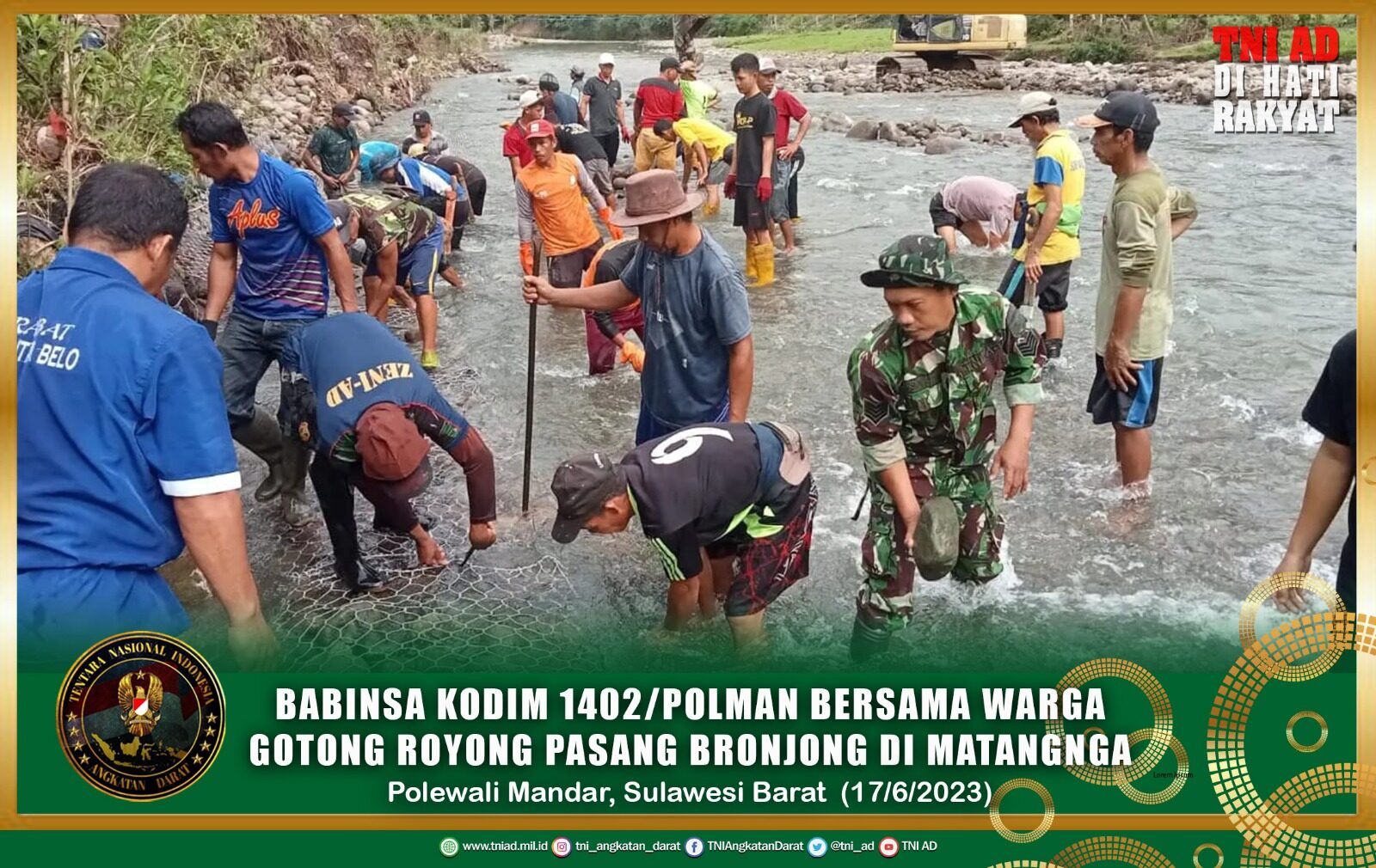 Babinsa Kodim 1402/Polman Bersama Warga Gotong Royong Pasang Bronjong di Matangnga