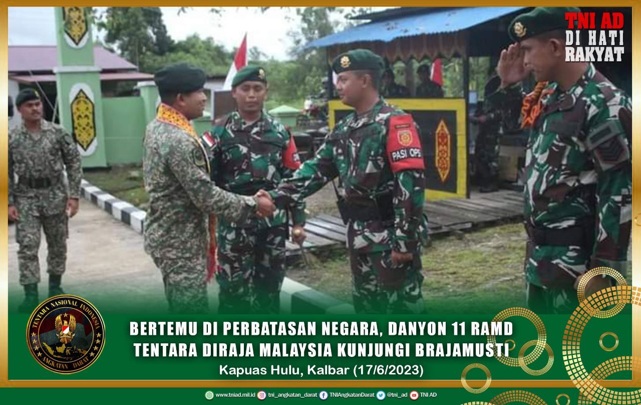 Bertemu di Perbatasan Negara, Danyon 11 RAMD Tentara Diraja Malaysia Kunjungi Brajamusti