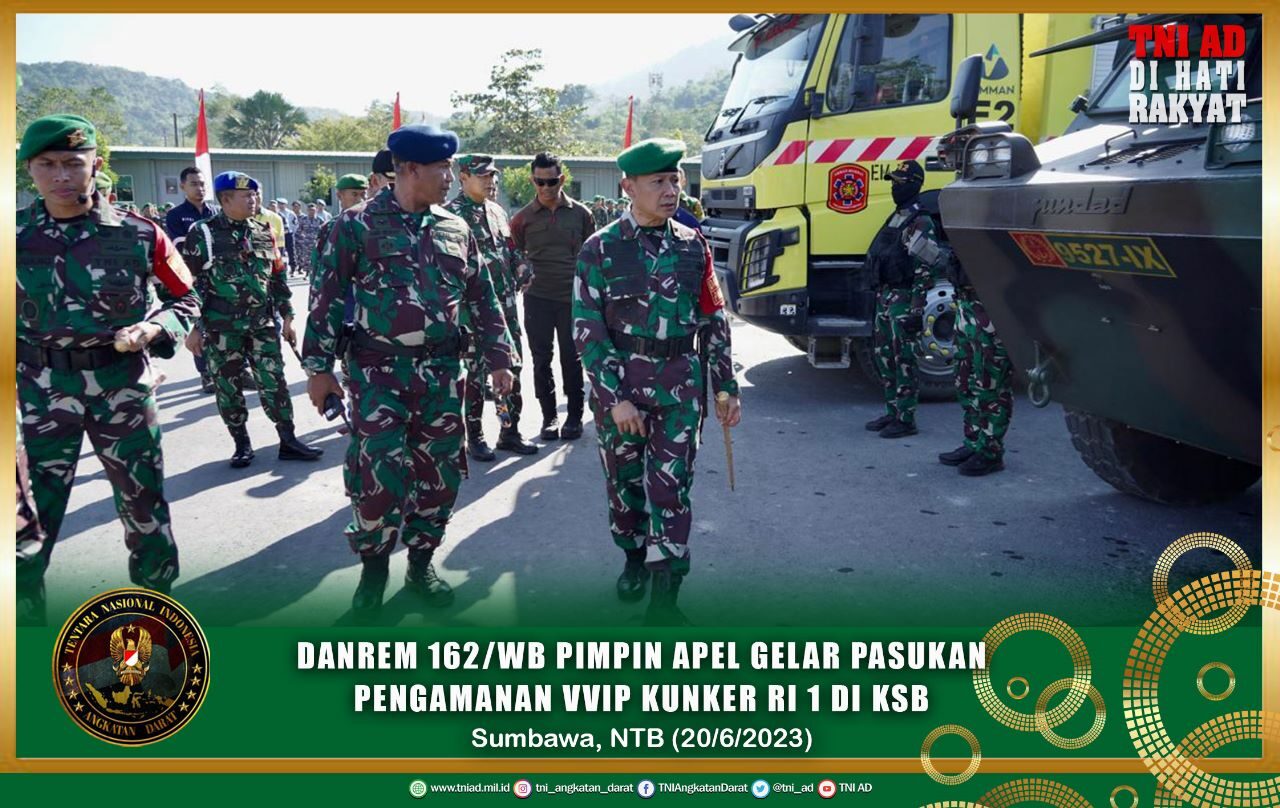 Danrem 162/WB Pimpin Apel Gelar Pasukan Pengamanan VVIP Kunker RI 1 di KSB