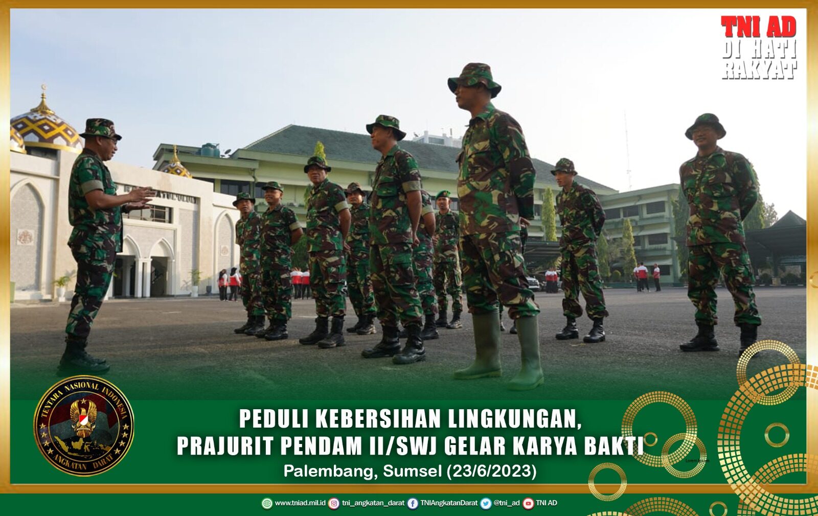 Peduli Kebersihan Lingkungan, Prajurit Pendam II/Swj Gelar Karya Bakti