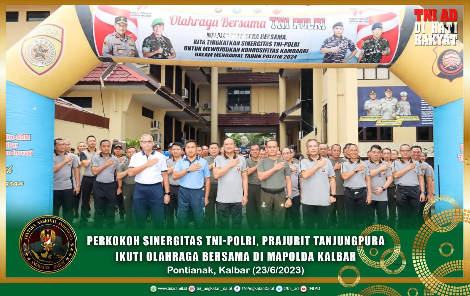 Perkokoh Sinergitas TNI-Polri, Prajurit Tanjungpura Ikuti Olahraga Bersama di Mapolda Kalbar