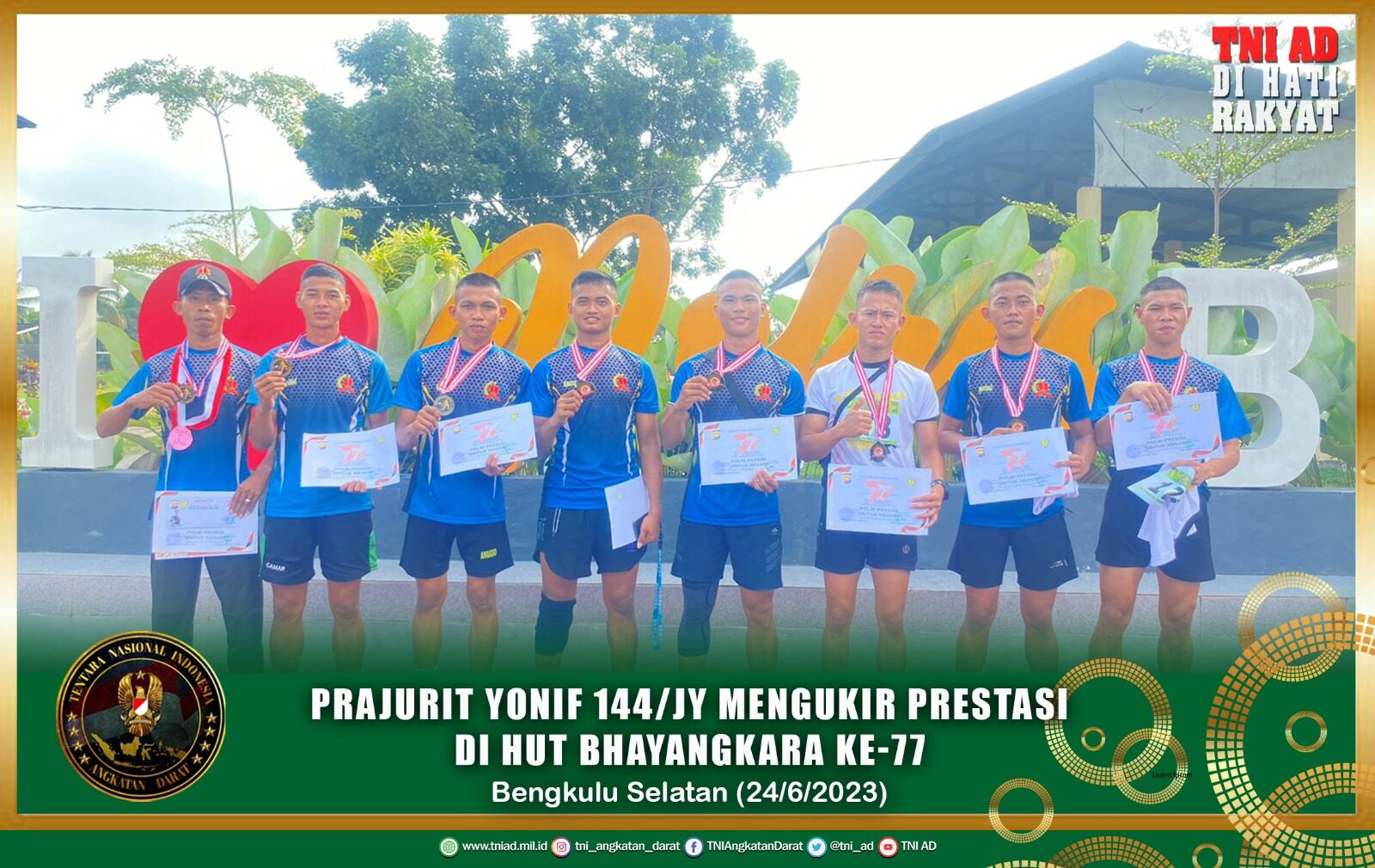 Prajurit Yonif 144/JY Mengukir Prestasi di HUT Bhayangkara Ke-77