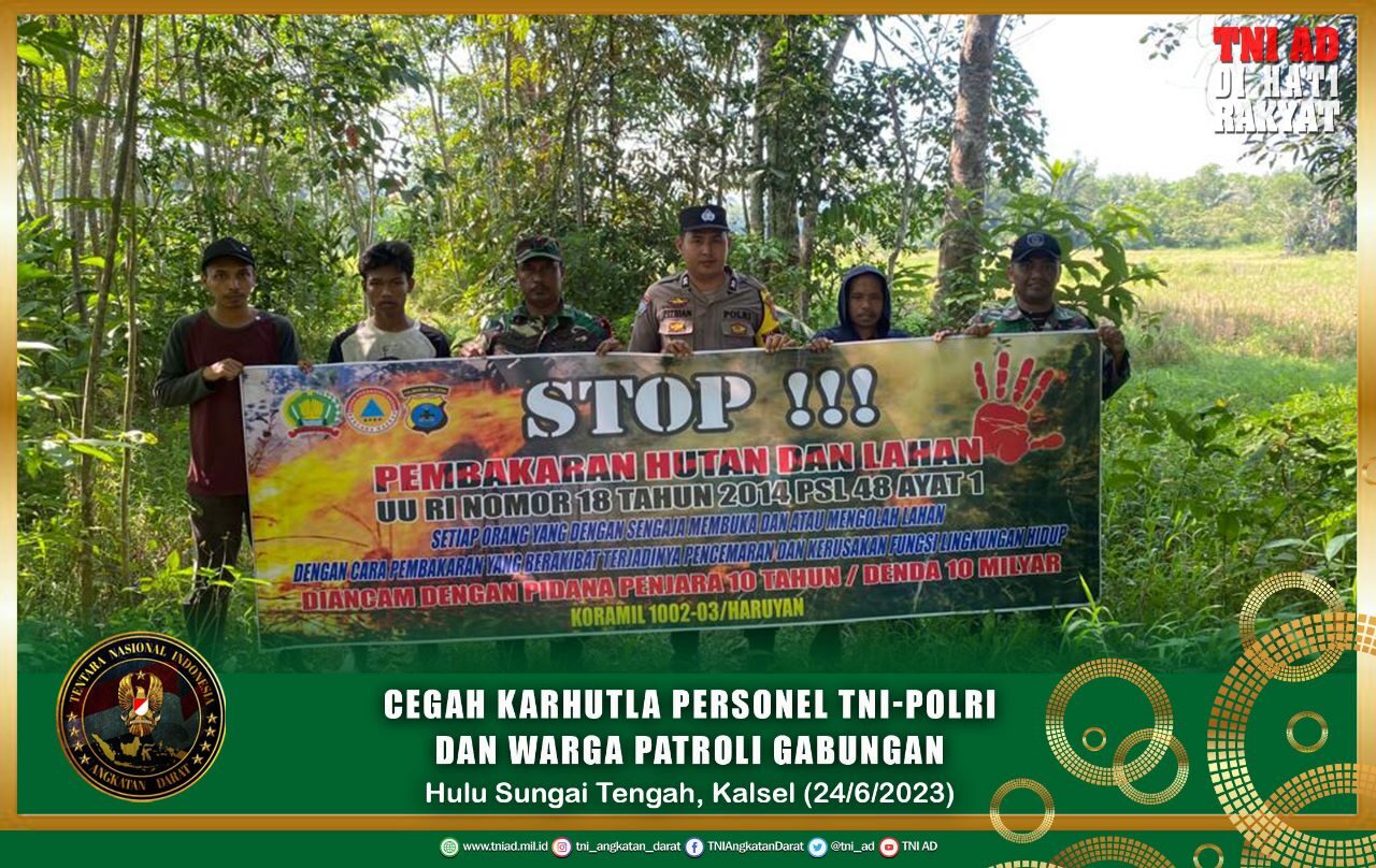 Cegah Karhutla Personel TNI-Polri dan Warga Patroli Gabungan