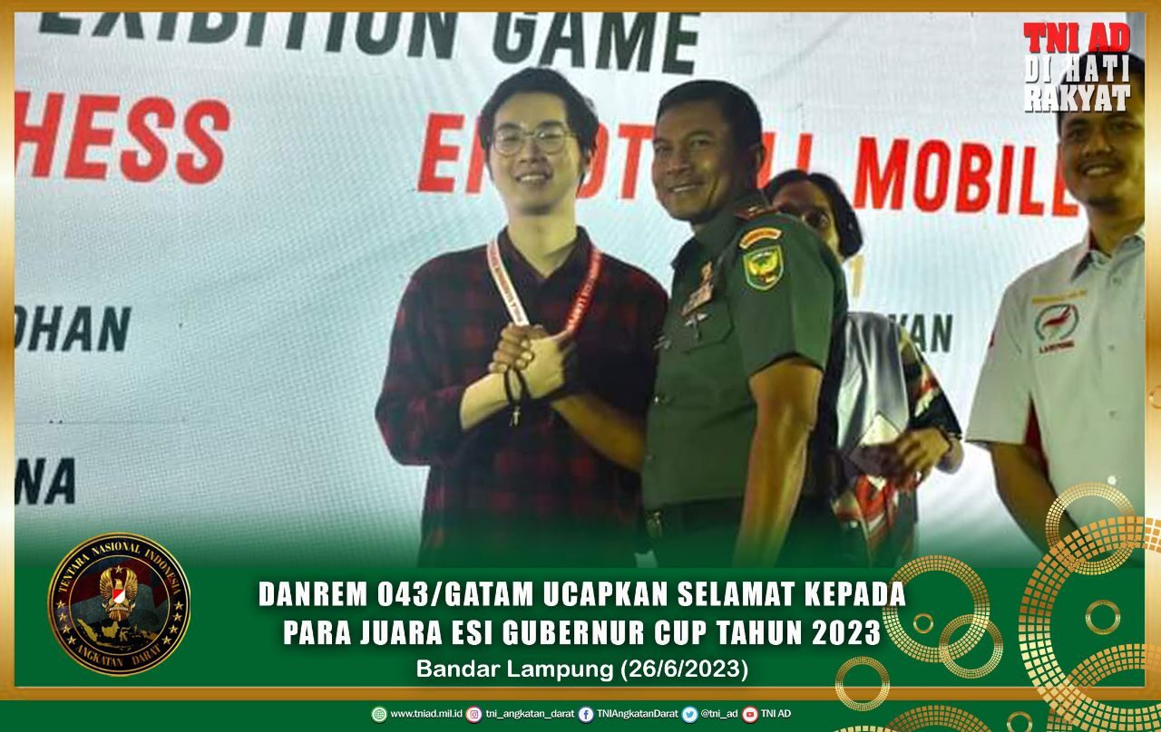 Danrem 043/Gatam Ucapkan Selamat Kepada Para Juara ESI Gubernur Cup Tahun 2023