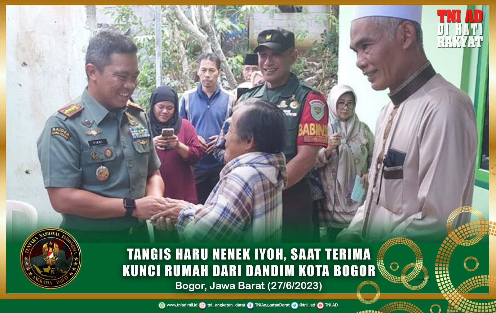 Tangis Haru Nenek Iyoh, Saat Terima Kunci Rumah Dari Dandim Kota Bogor