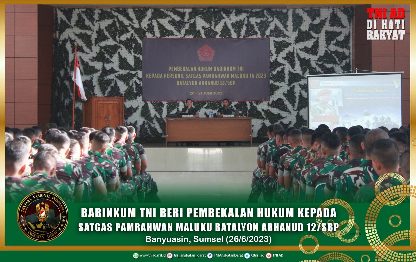 Babinkum TNI Beri Pembekalan Hukum Kepada Satgas Pamrahwan Maluku Batalyon Arhanud 12/SBP