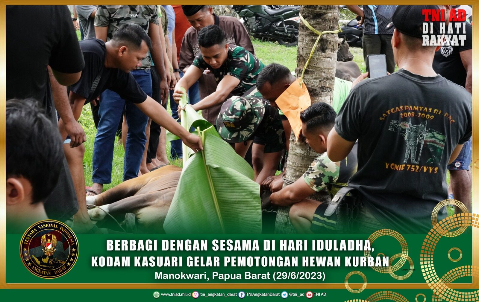 Berbagi Dengan Sesama di Hari Iduladha, Kodam Kasuari Gelar Pemotongan Hewan Kurban