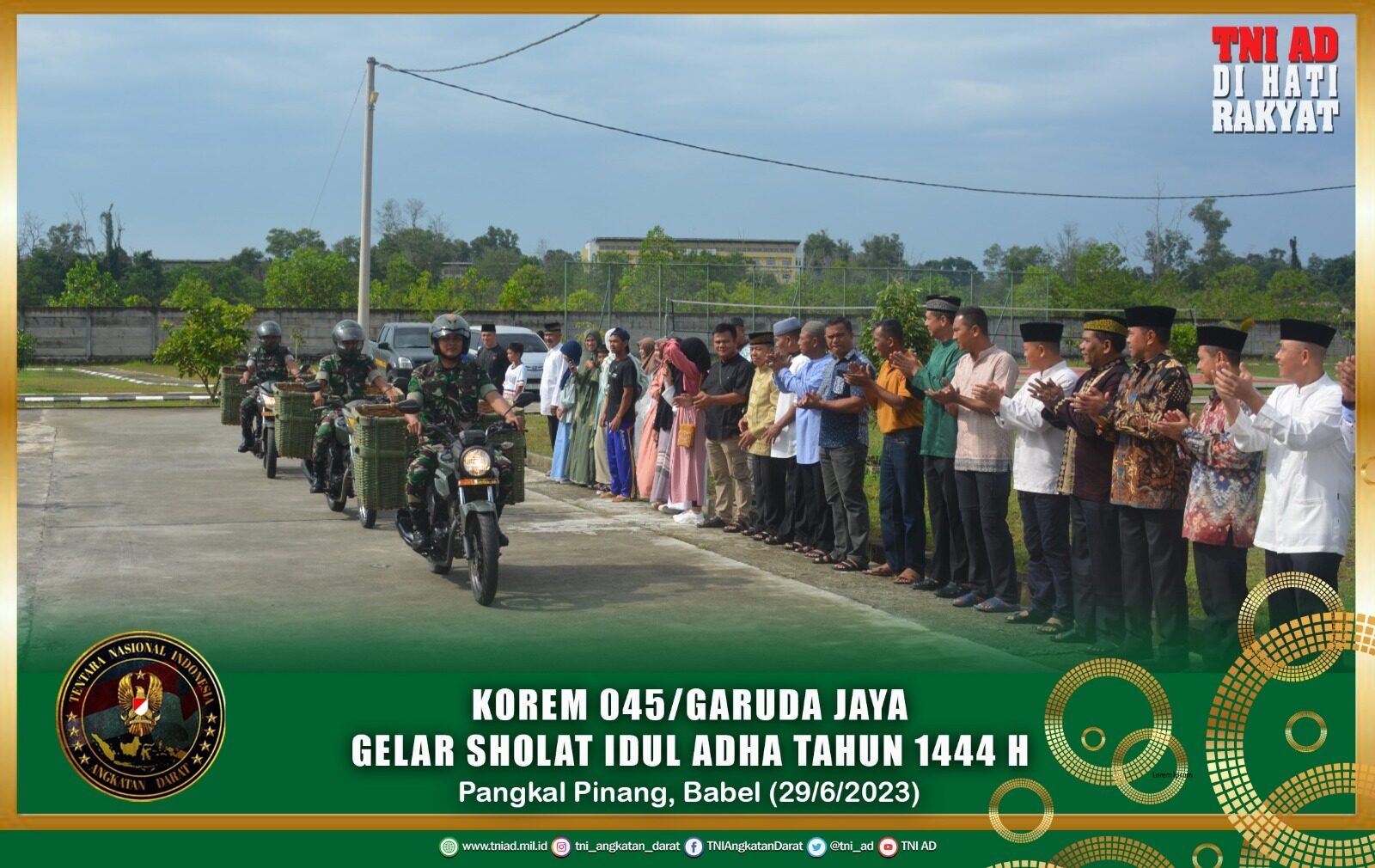 Korem 045/Garuda Jaya Gelar Sholat Idul Adha Tahun 1444 H