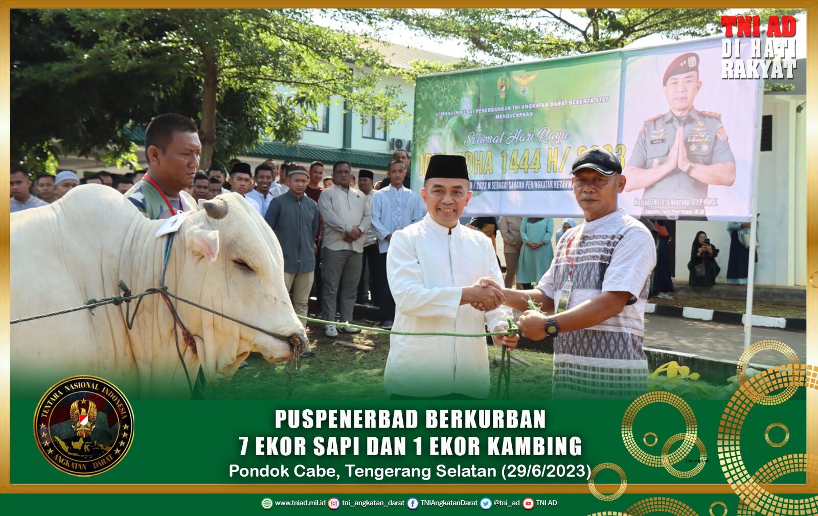 Puspenerbad Berkurban 7 Ekor Sapi dan 1 Ekor Kambing