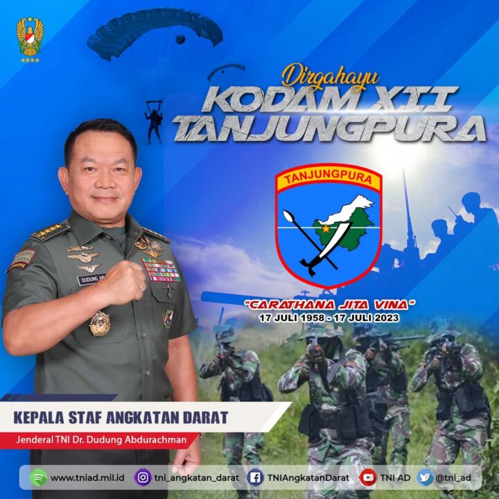 Dirgahayu Kodam XII/Tanjungpura "Carathana Jita Vina" 17 Juli 1958 - 17 Juli 2023