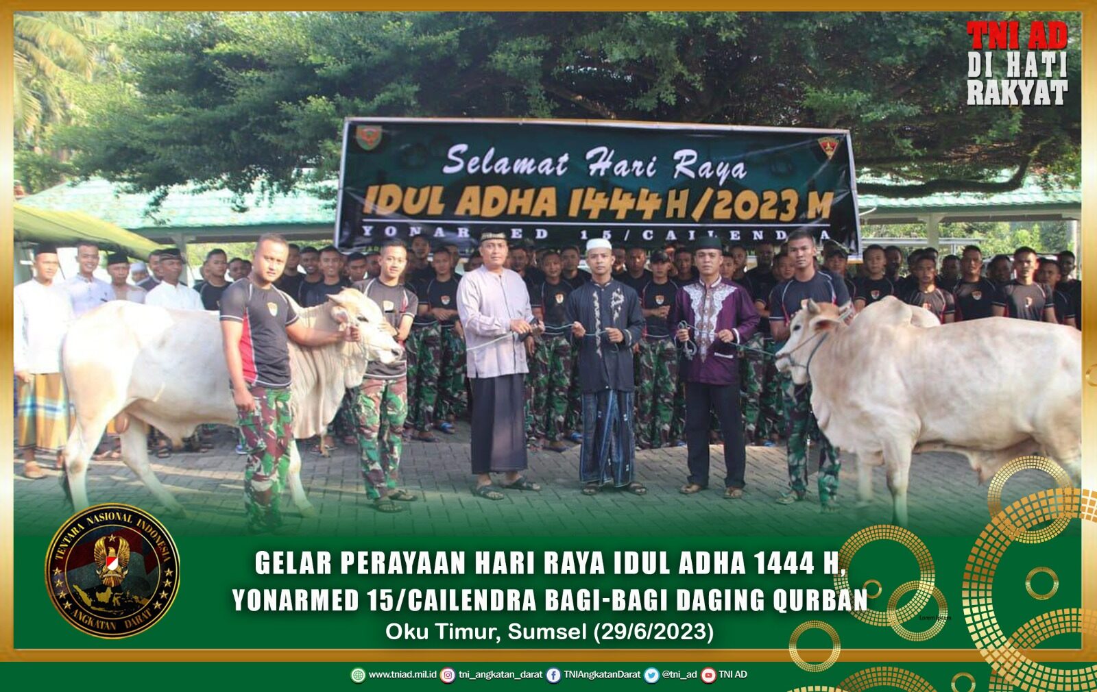 Gelar Perayaan Hari Raya Idul Adha 1444 H, Yonarmed 15/ Cailendra Bagi-Bagi Daging Qurban