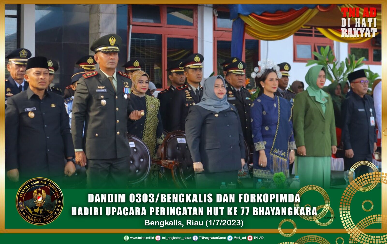 Dandim 0303/Bengkalis dan Forkopimda Hadiri Upacara Peringatan HUT ke 77 Bhayangkara