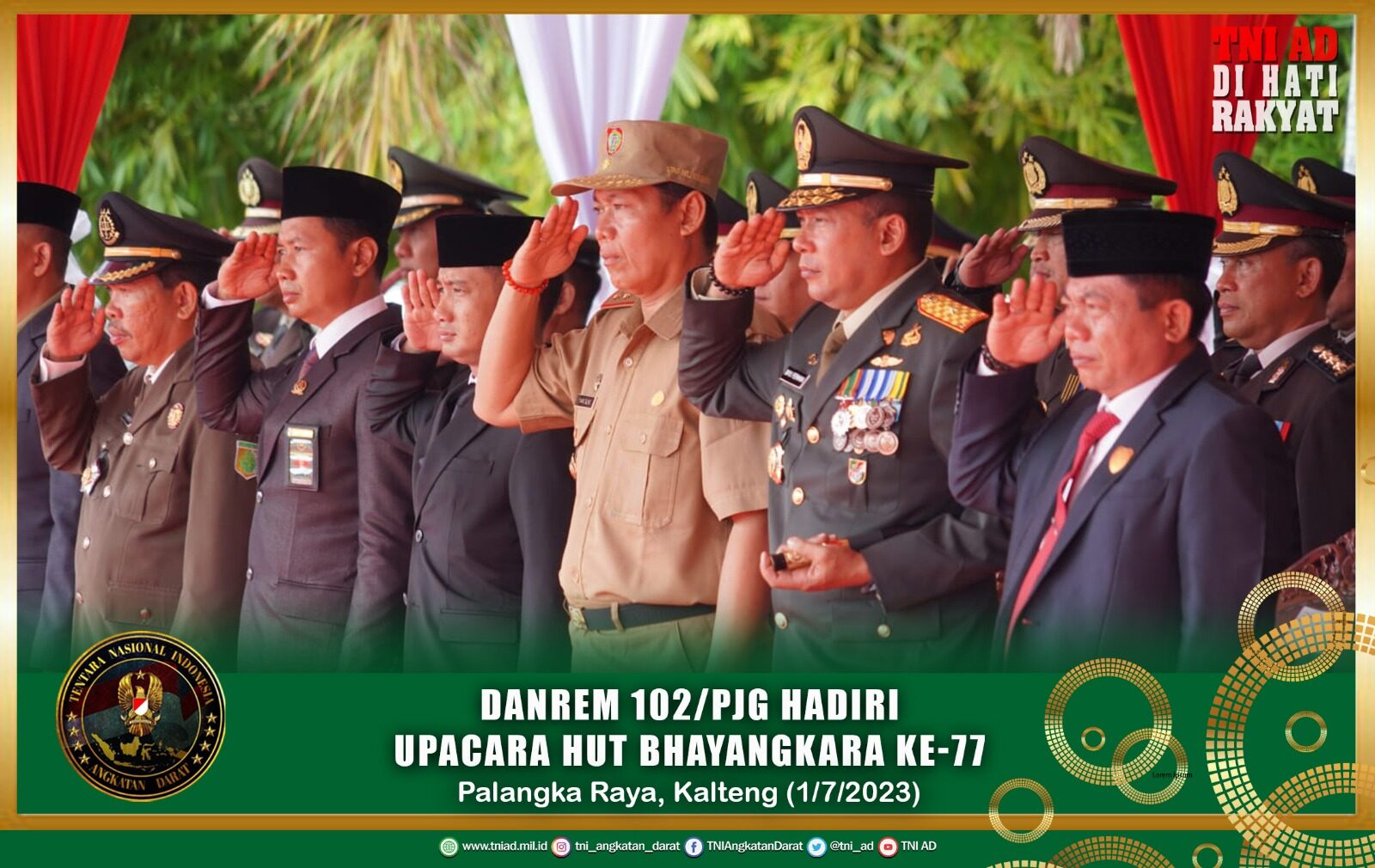 Danrem 102/Pjg Hadiri Upacara HUT Bhayangkara Ke-77