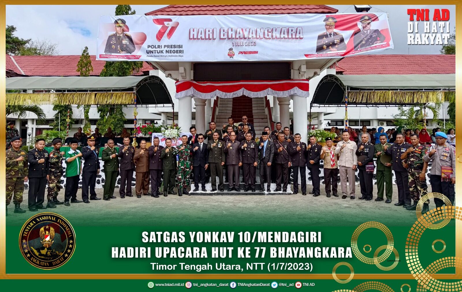 Satgas Yonkav 10/Mendagiri Hadiri Upacara HUT ke 77 Bhayangkara