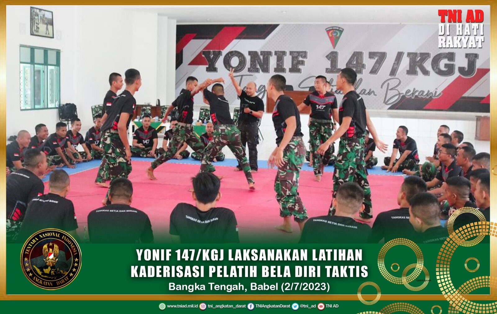 Yonif 147/KGJ Laksanakan Latihan Kaderisasi Pelatih Bela Diri Taktis