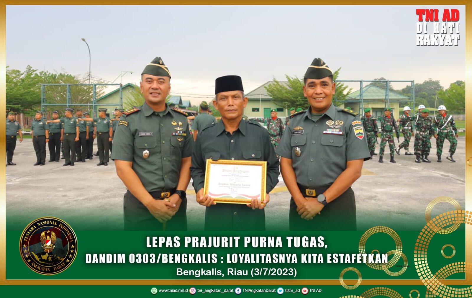 Lepas Prajurit Purna Tugas, Dandim 0303/Bengkalis: Loyalitasnya Kita Estafetkan