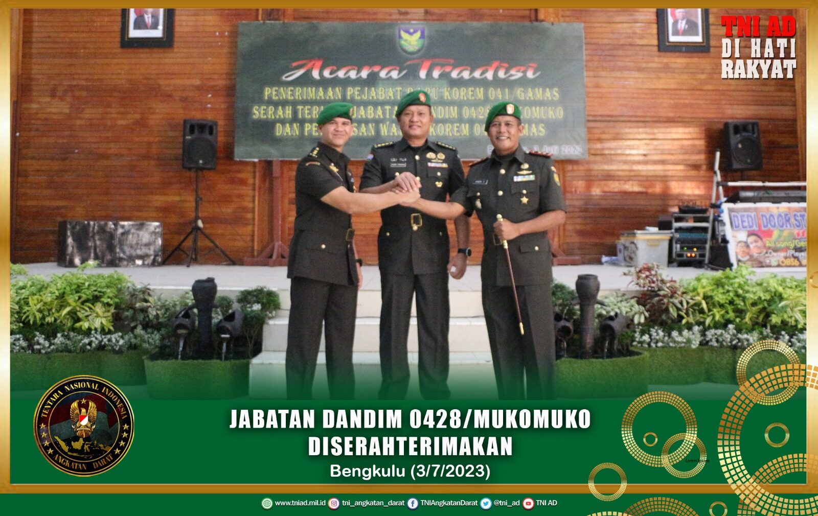 Jabatan Dandim 0428/Mukomuko Diserahterimakan