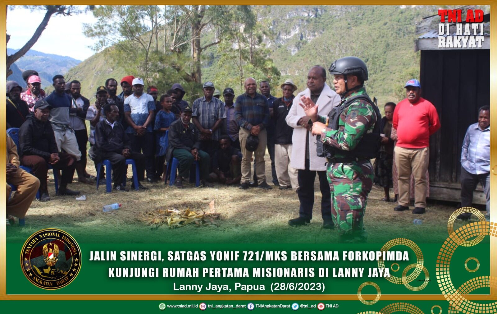 Jalin Sinergi, Satgas Yonif 721/Mks Bersama Forkopimda Kunjungi Rumah Pertama Misionaris di Lanny Jaya