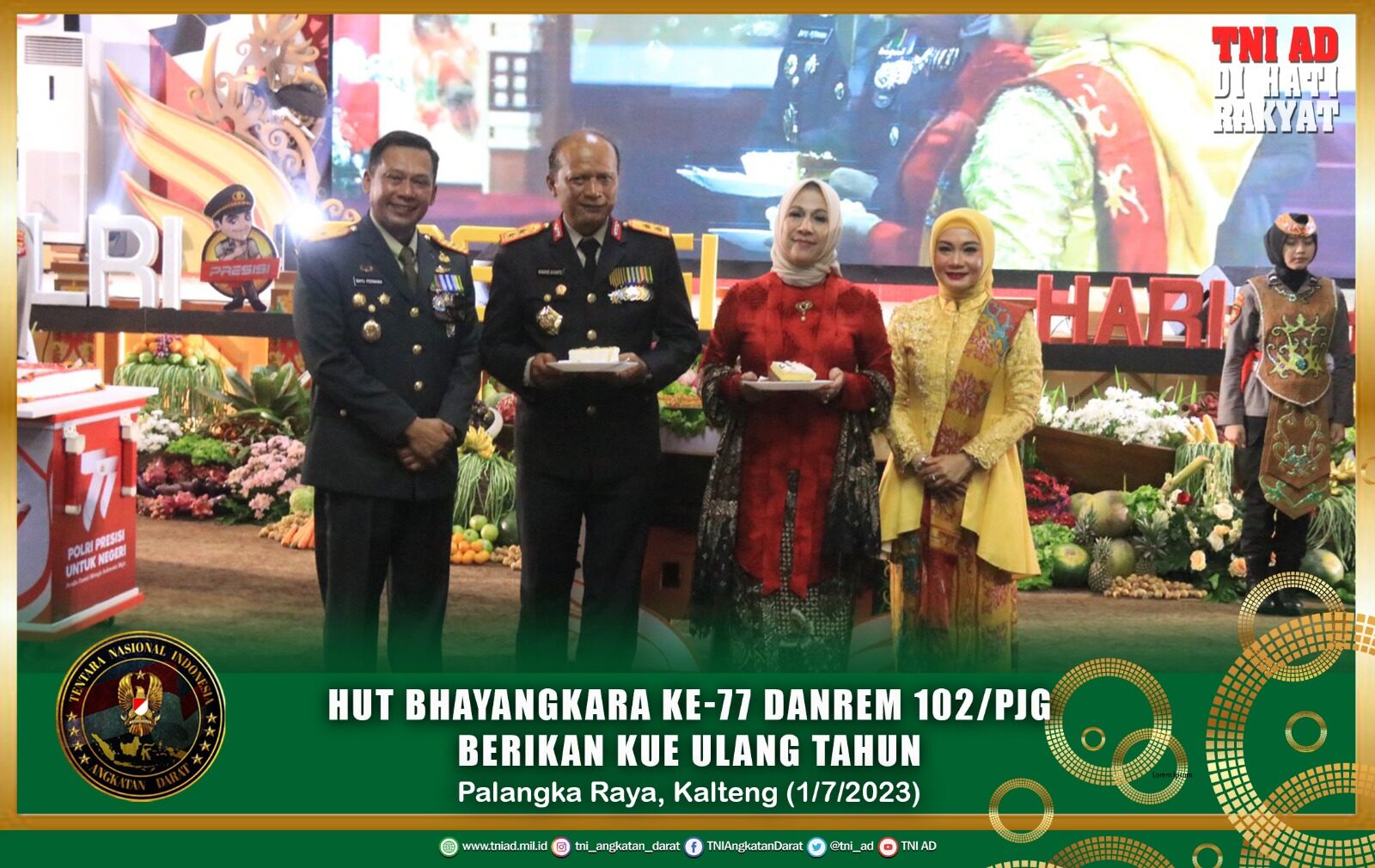 HUT Bhayangkara ke-77 Danrem 102/Pjg Berikan Kue Ulang Tahun