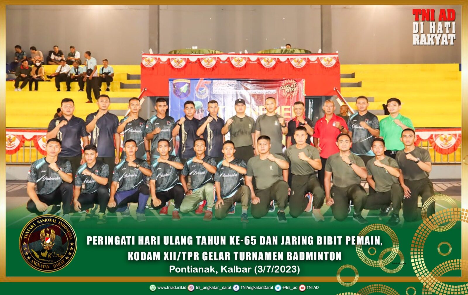 Peringati Hari Ulang Tahun ke-65 dan Jaring Bibit Pemain, Kodam XII/Tpr Gelar Turnamen Badminton