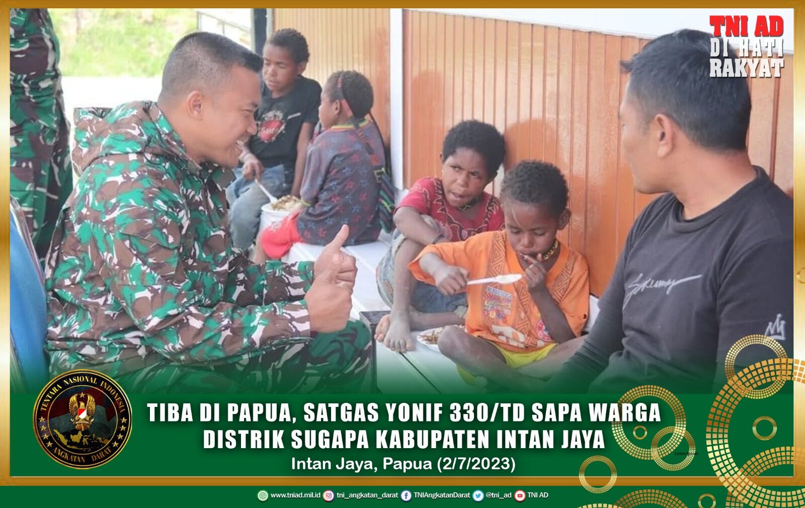 Tiba Di Papua, Satgas Yonif 330/TD Sapa Warga Distrik Sugapa Kabupaten Intan Jaya